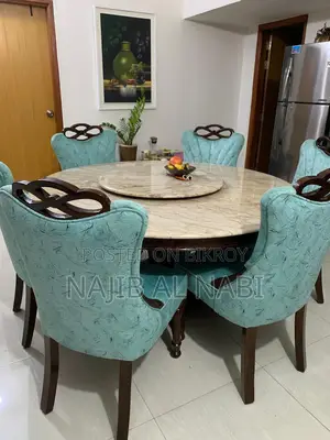 লাক্সারি রাউন্ড মার্বেল ডাইনিং টেবিল উইথ ৬ চেয়ারস ফর সেল