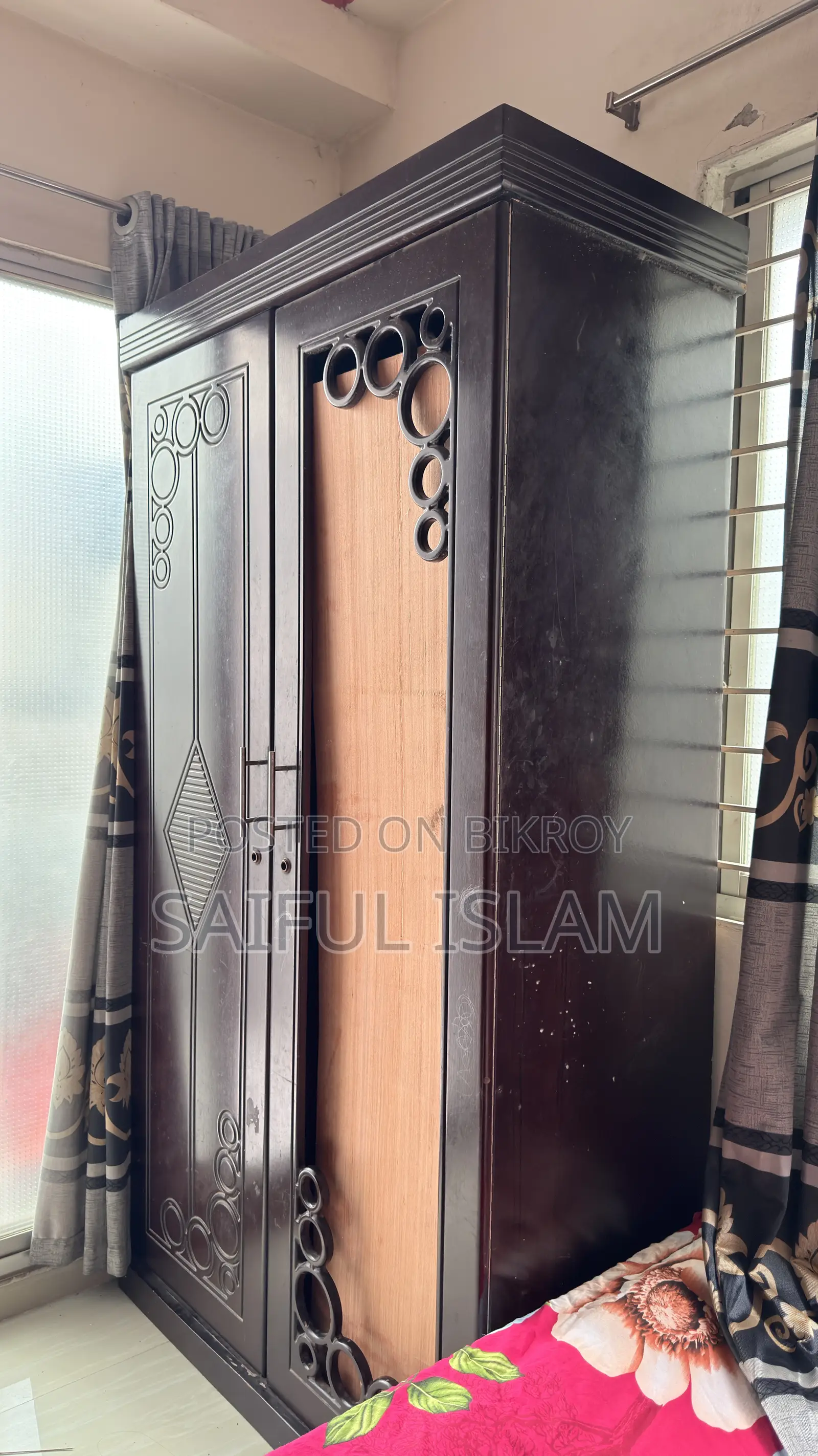 Malaysian Flying Wooden Almirah and Dressing Table for Sale