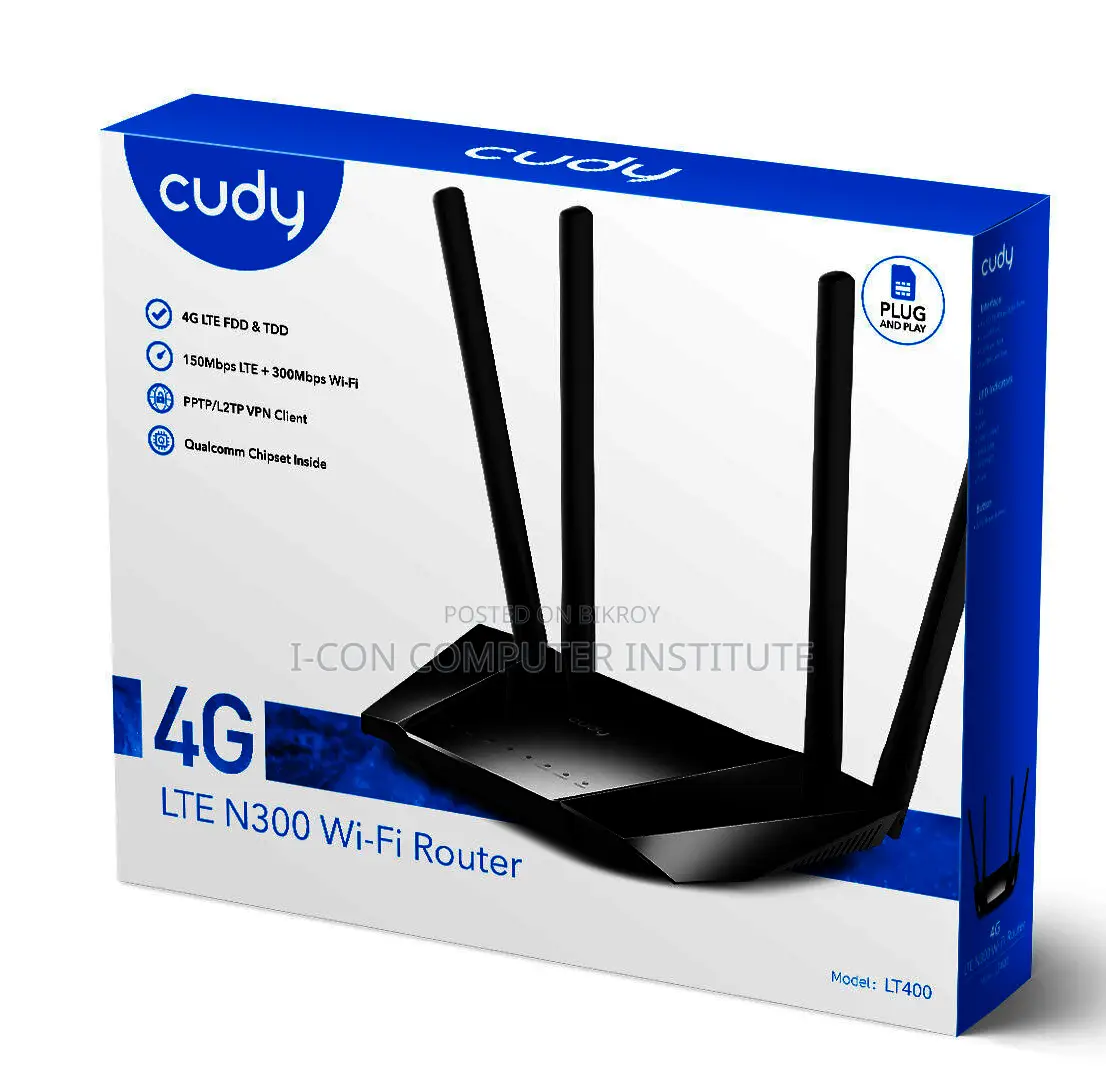 Cudy LT400 4G 300 MBPS Sim Supported Wireless Router