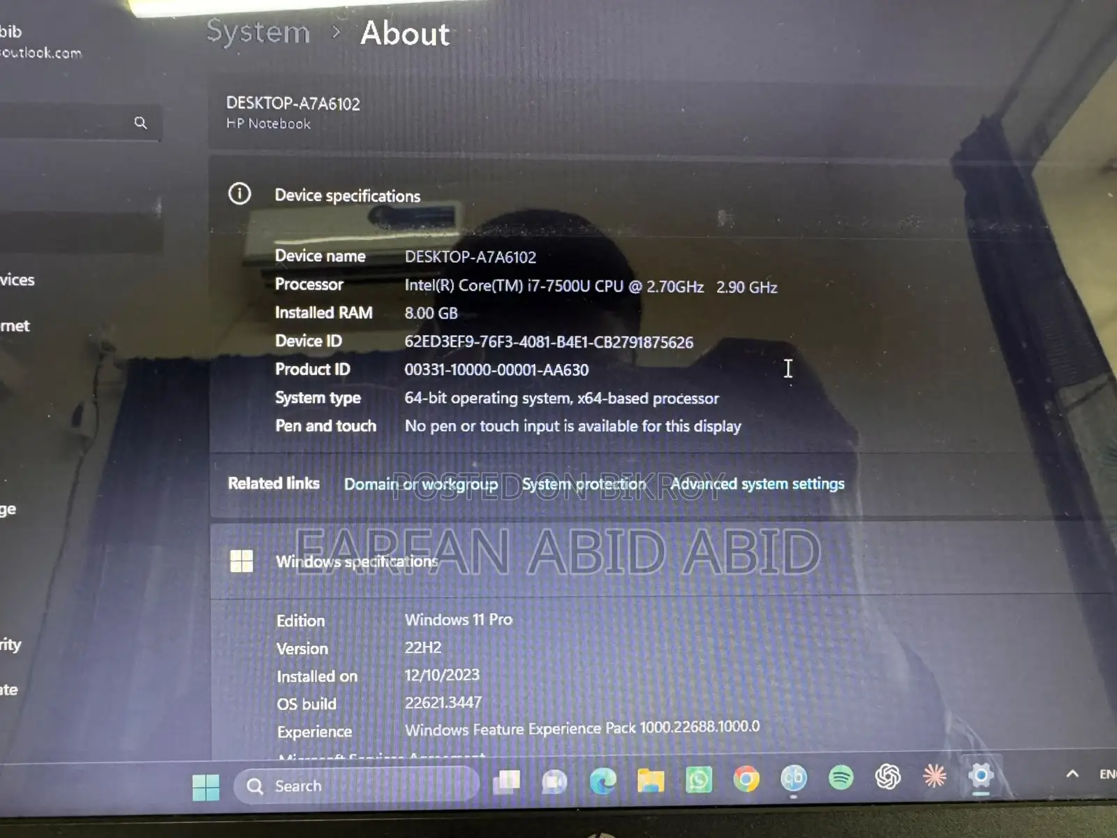Laptop HP 8GB Intel Core i7 HDD+SSD 1TB