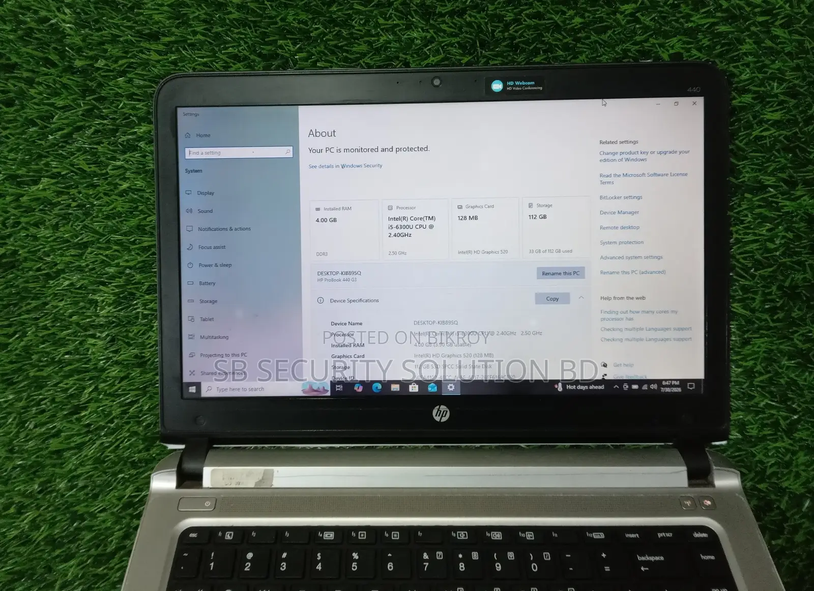 Laptop HP ProBook 440 G3 4GB Intel Core I5 SSD 128GB