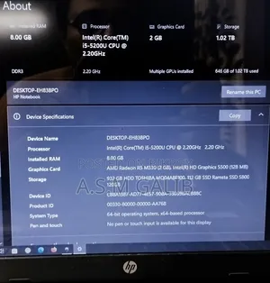 Laptop HP 8GB Intel Core i5 HDD+SSD 1TB