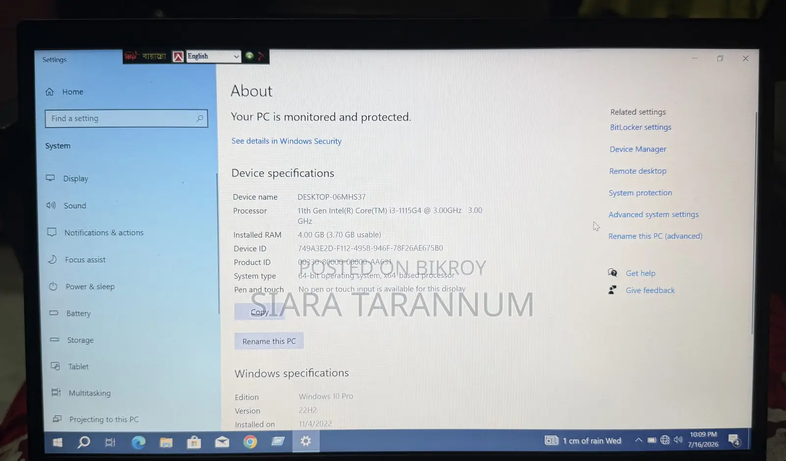 Laptop ASUS ExpertBook B1 4GB Intel Core I3 SSD 128GB