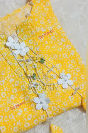 Premium Yellow Floral Printed Kurti | Handwork Pearl Detailing