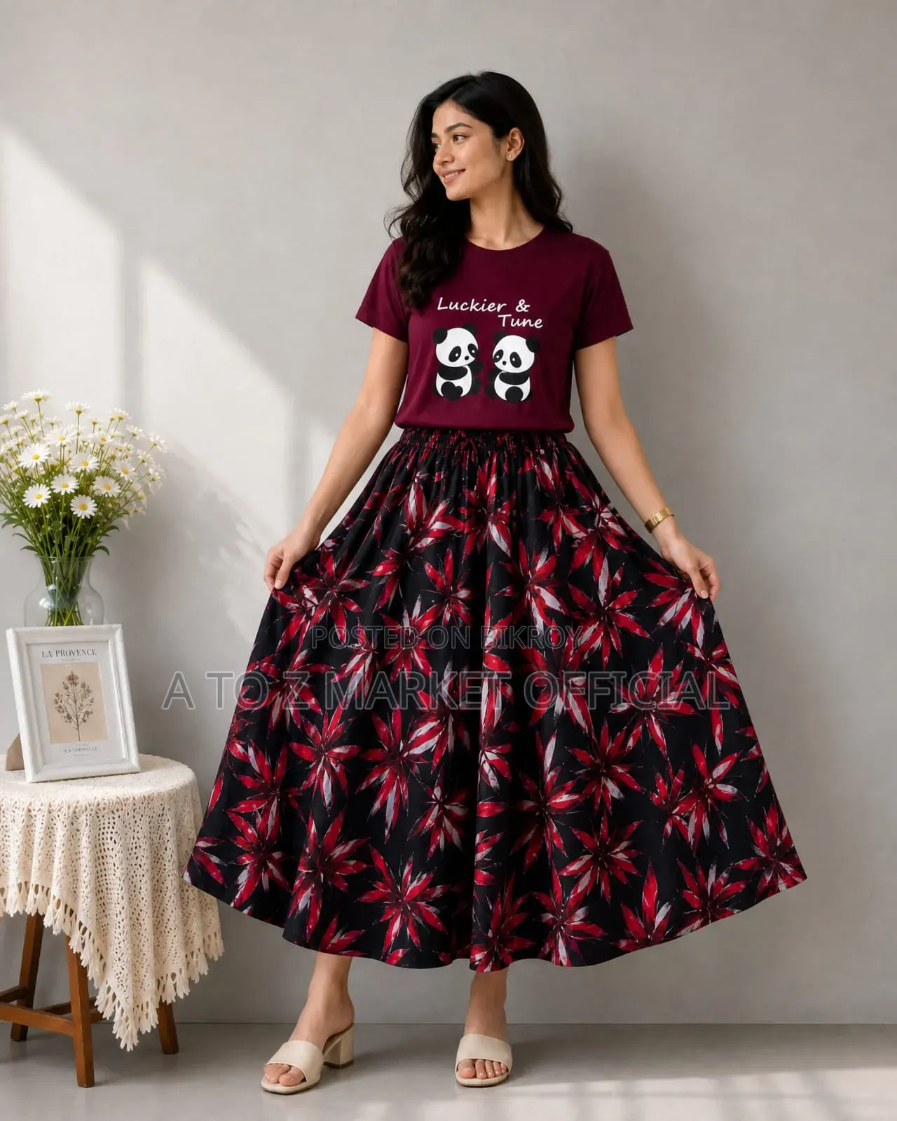 Linen Skirt and Tshirt Set