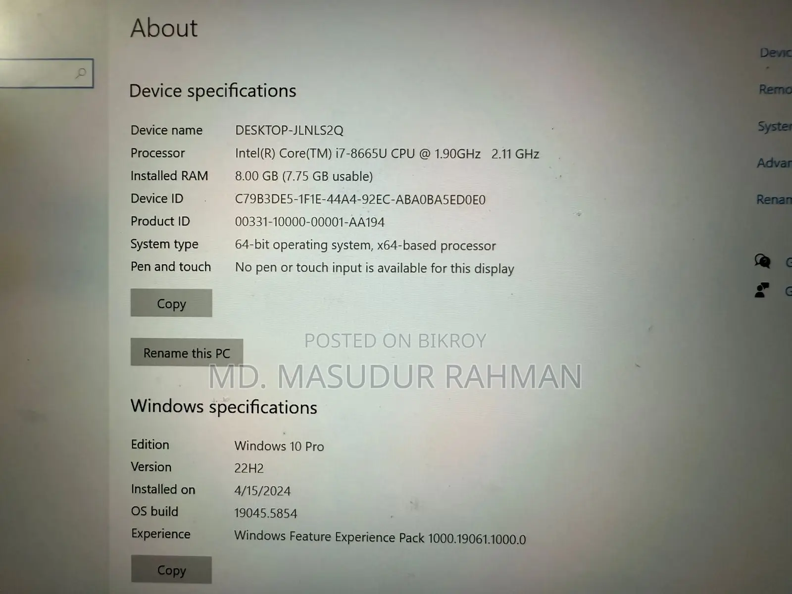 Laptop Lenovo ThinkPad T490s 8GB RAM Intel Core i7 HDD + 256GB SSD