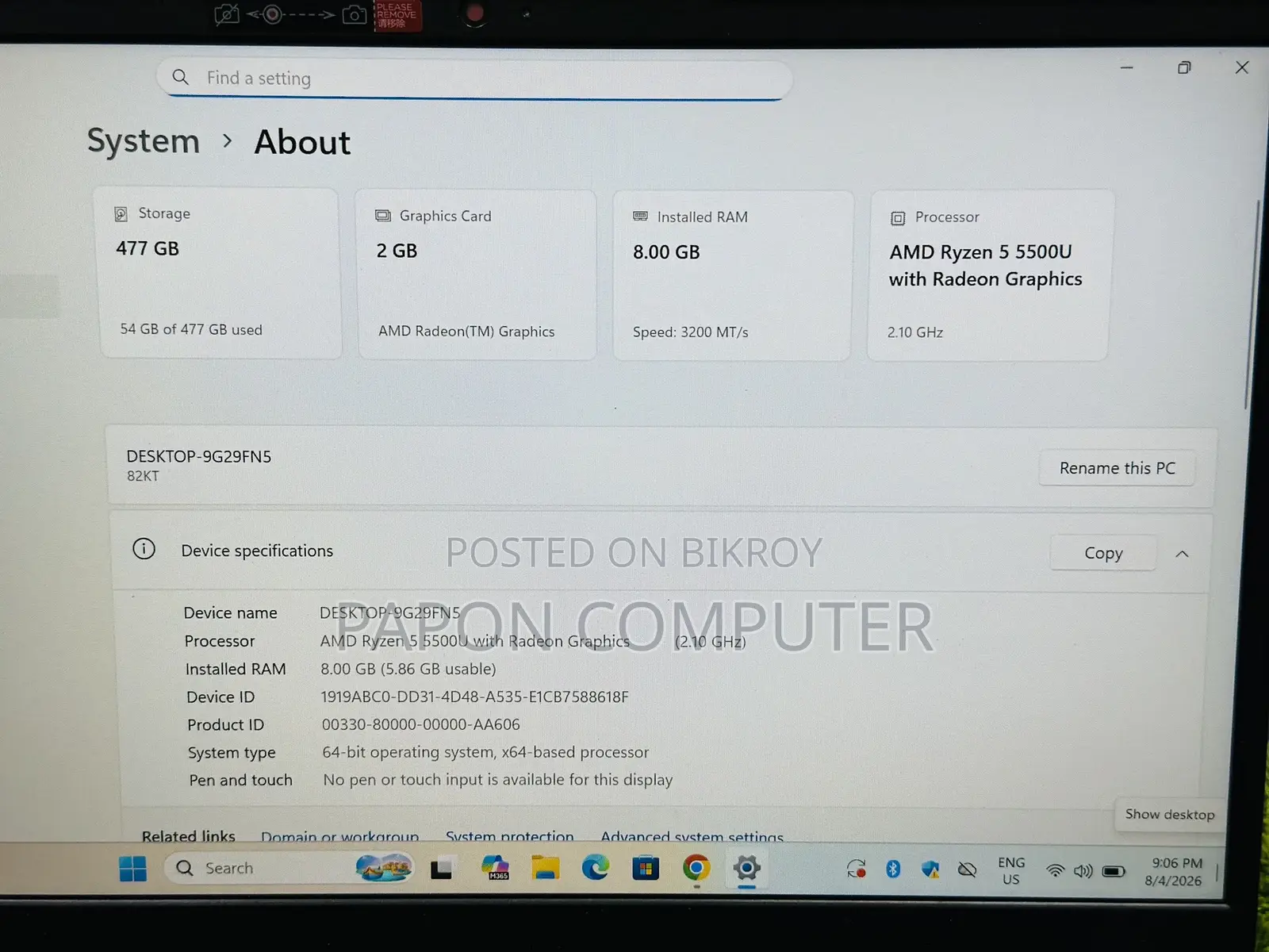 Laptop Lenovo Ideapad 3 8GB AMD Ryzen 5 SSD 512GB