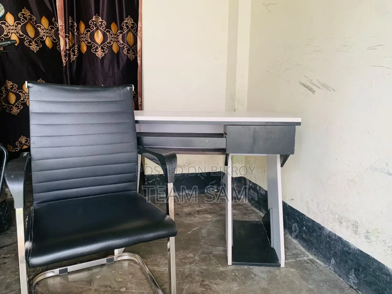 2 used customized computer tables and 2 chairs.
