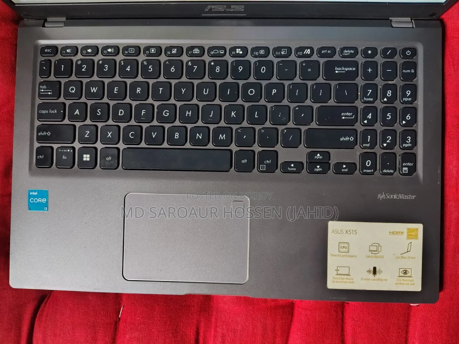 Laptop ASUS Vivobook 15 4GB Intel Core I3 SSD 512GB