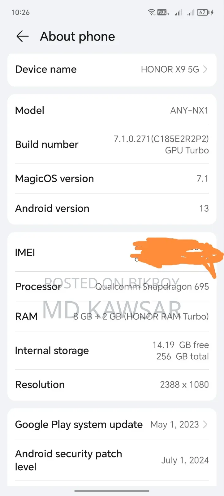 Honor X9 5G 256 GB Black