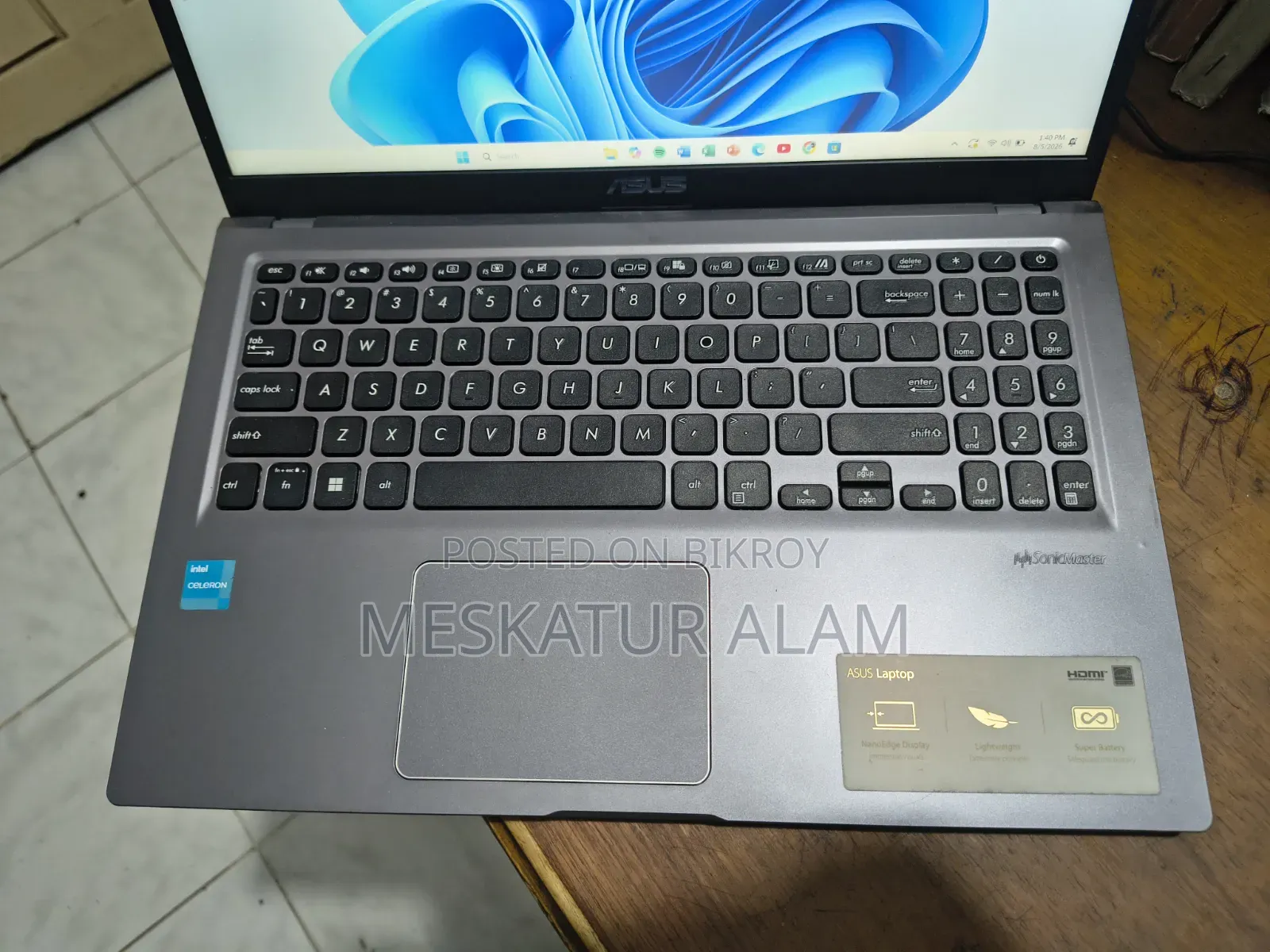 Laptop ASUS 4GB Intel Celeron SSD 256GB