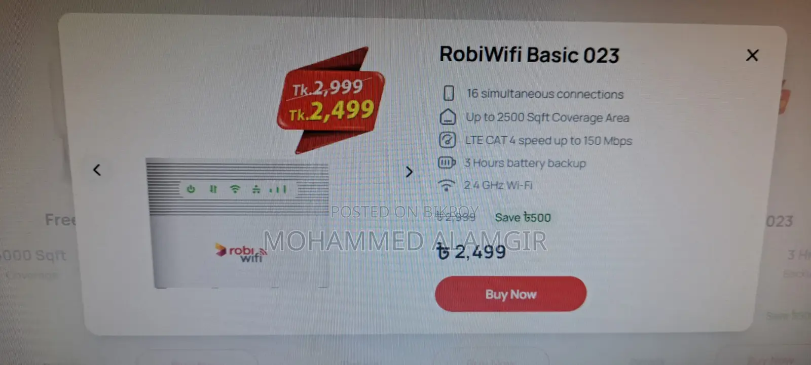 Robi Wifi Router Basic 023 With 5 Month Plan