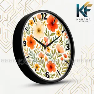 কারানা ফ্যাশন (KW18) ১২ ইঞ্চি ব্লুমিং ফ্লোরাল ওয়াল ক্লক
