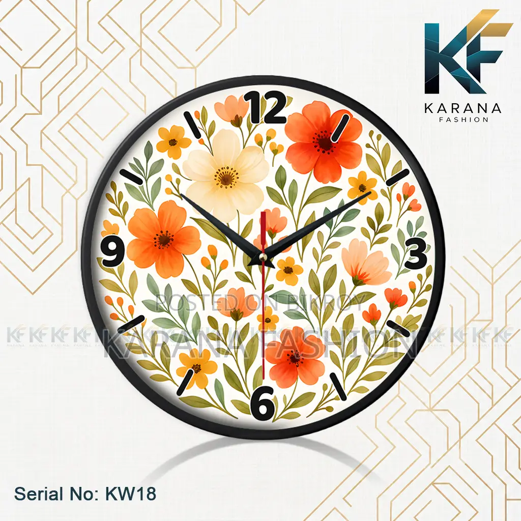 কারানা ফ্যাশন (KW18) ১২ ইঞ্চি ব্লুমিং ফ্লোরাল ওয়াল ক্লক
