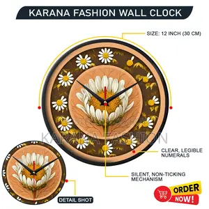 Karana Fashion (KW25) 12-Inch White Daisy Floral Wall Clock