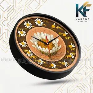 Karana Fashion (KW25) 12-Inch White Daisy Floral Wall Clock
