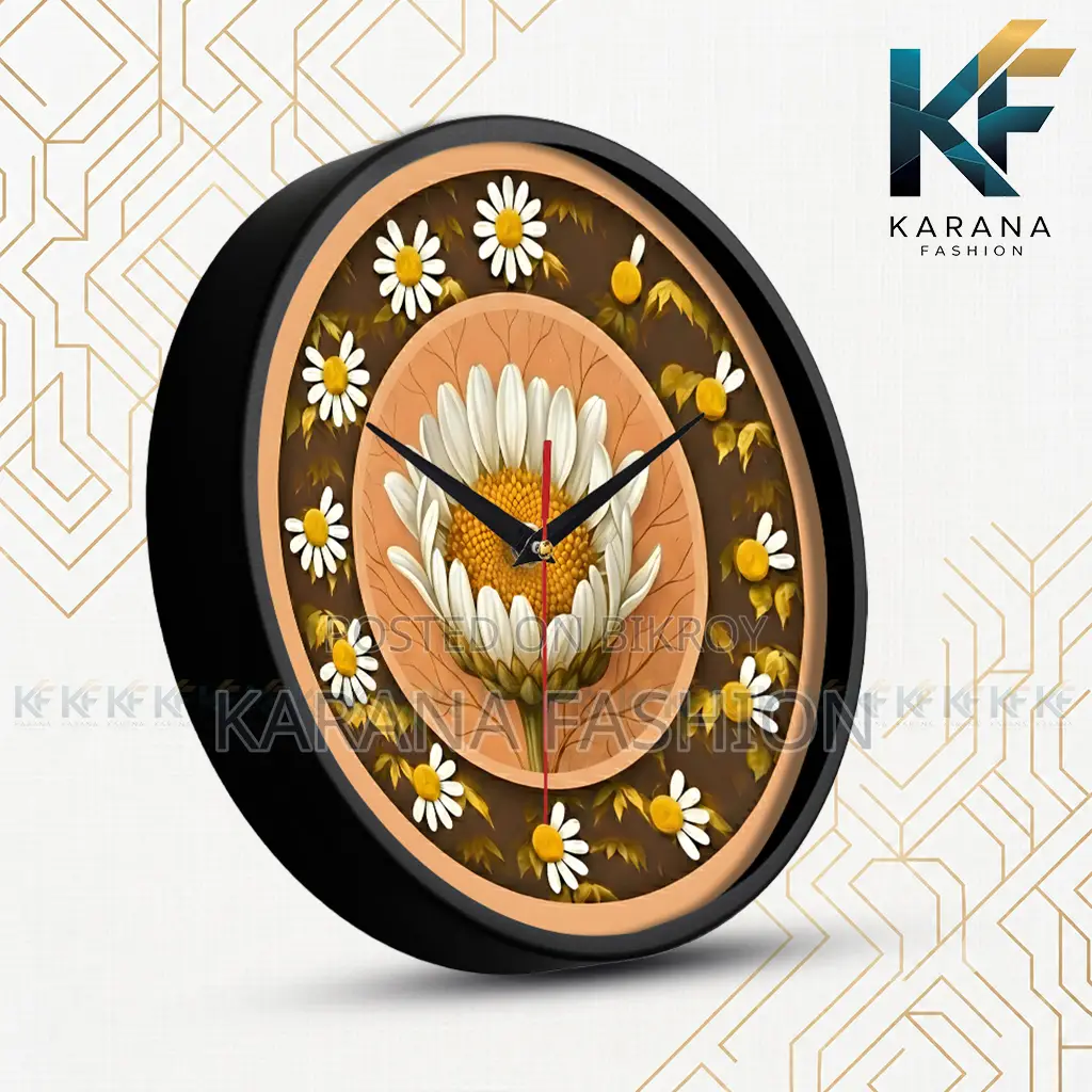 Karana Fashion (KW25) 12-Inch White Daisy Floral Wall Clock