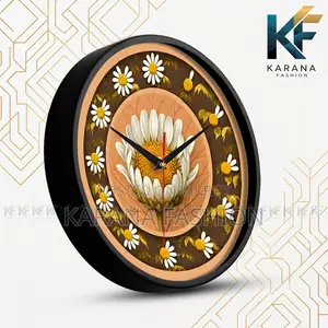 Karana Fashion (KW25) 12-Inch White Daisy Floral Wall Clock