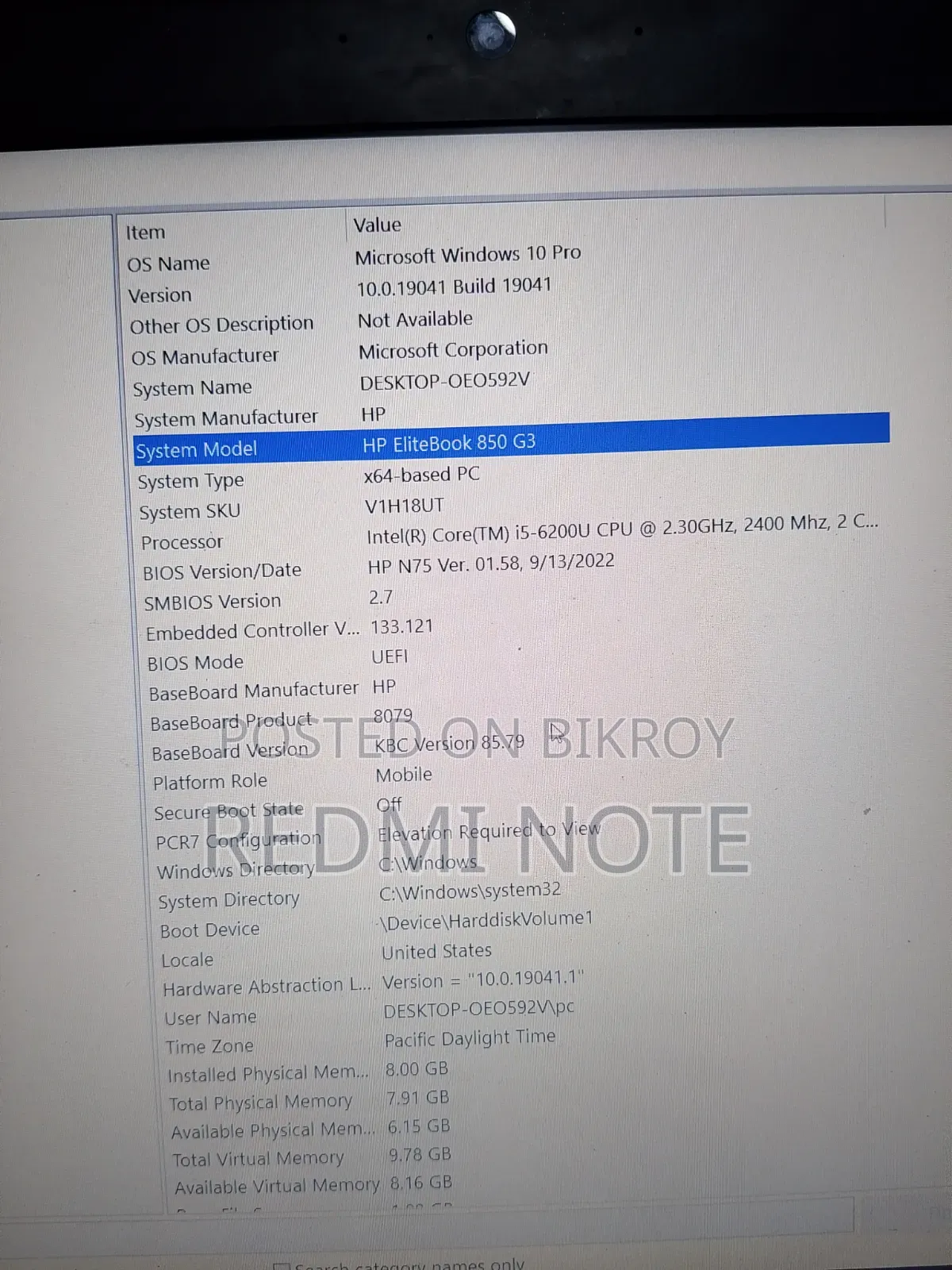 Laptop HP EliteBook 850 8GB Intel Core i5 SSD 512GB