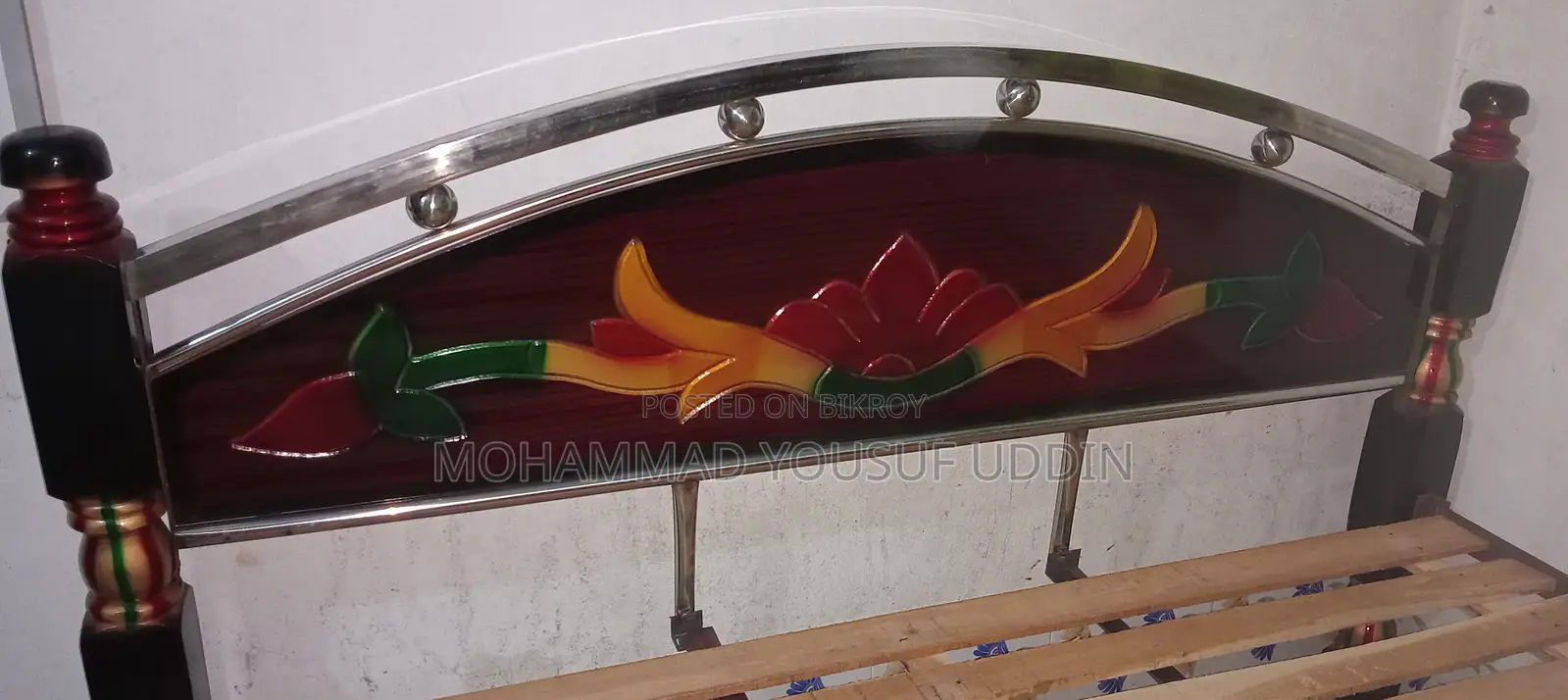 Steel and Mahogany Wood Bed