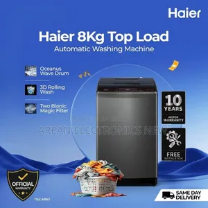 Haier ৮ কেজি ফুল অটোমেটিক টপ লোড ওয়াশিং মেশিন অফিসিয়াল ওয়ারেন্টি