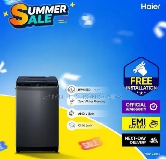 Haier 8kg Top Load Automatic Washing Machine High-Efficiency AC Motor