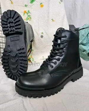 Premium Black Combat Boots for Men | High Ankle Lace-Up Boots