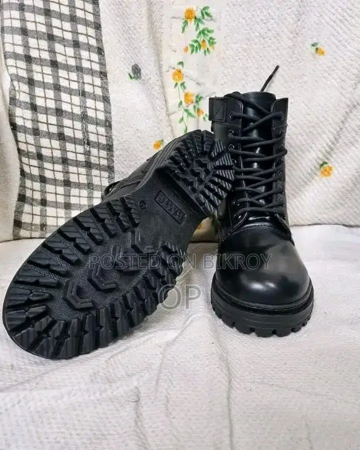 Premium Black Combat Boots for Men | High Ankle Lace-Up Boots