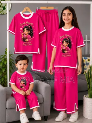 Stylish Girls Half Sleeve T-Shirt Pant Set