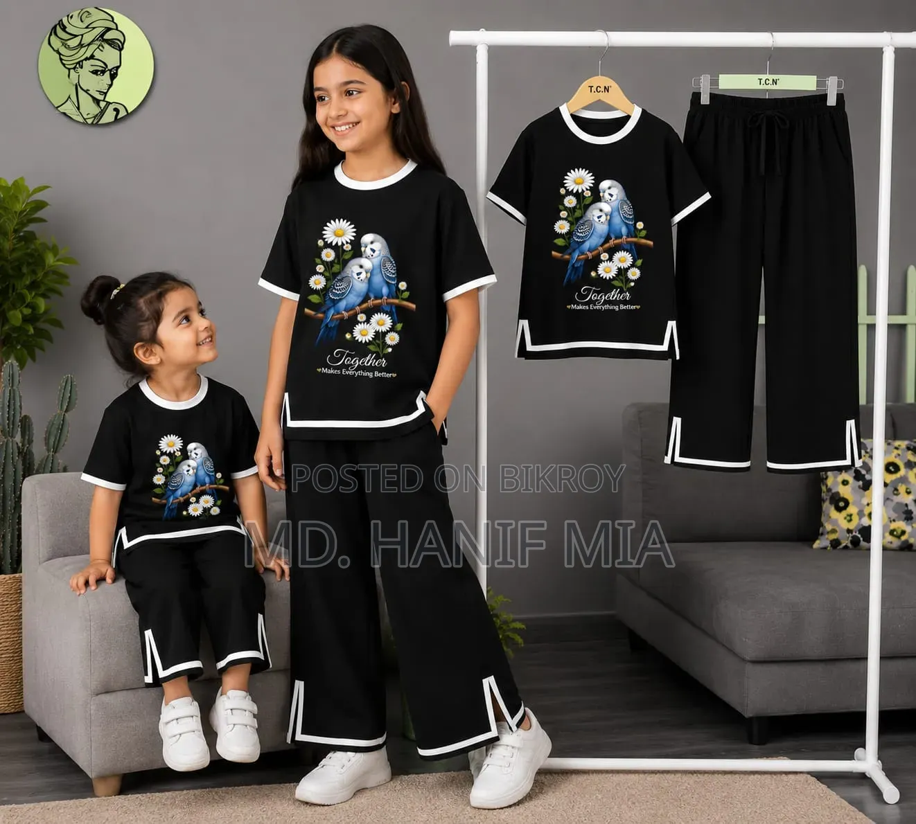 Stylish Girls Half Sleeve T-Shirt Pant Set