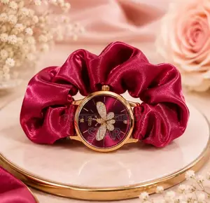 Chic, Soft Stylish: Premium Scrunchie Quartz Watch for Women