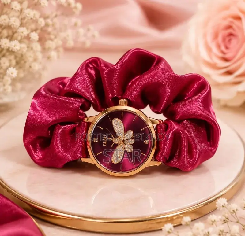 Chic, Soft Stylish: Premium Scrunchie Quartz Watch for Women