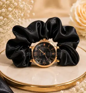 Chic, Soft Stylish: Premium Scrunchie Quartz Watch for Women