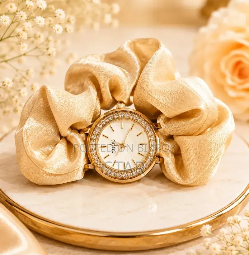 Chic, Soft Stylish: Premium Scrunchie Quartz Watch for Women