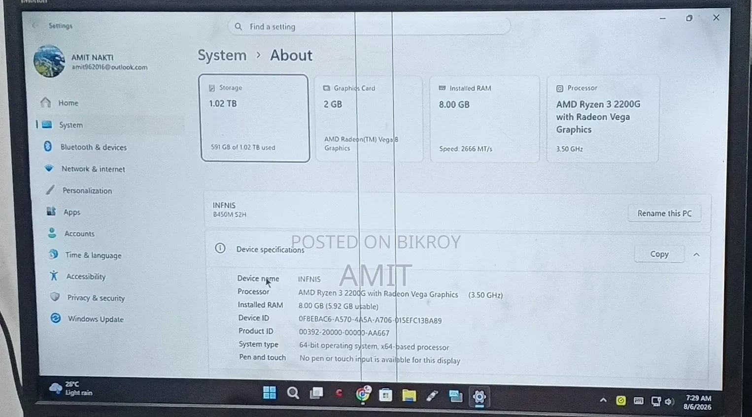 Desktop Computer Gigabyte GA-H110MSTX-HD3-ZK 8GB AMD Ryzen 3 1TB SSD