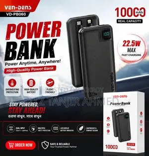 10000mAh Power Bank 22.5W Fast Charging With Cable LED Display