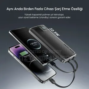 10000mAh Power Bank 22.5W Fast Charging With Cable LED Display