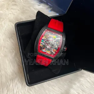 Premium Skeleton Design Red Strap Smart Look Mens Watch