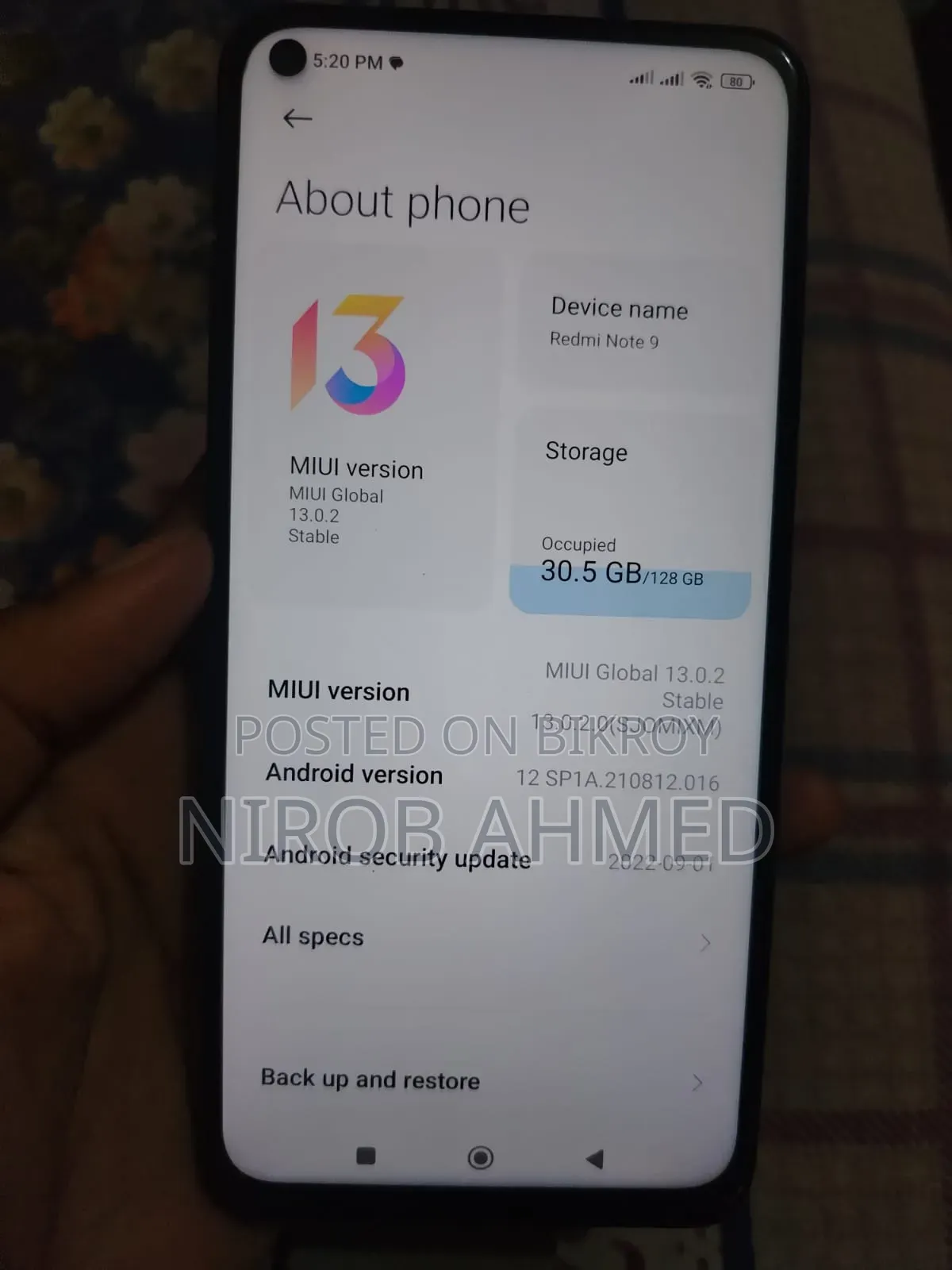 Xiaomi Redmi Note 9 128 GB Green