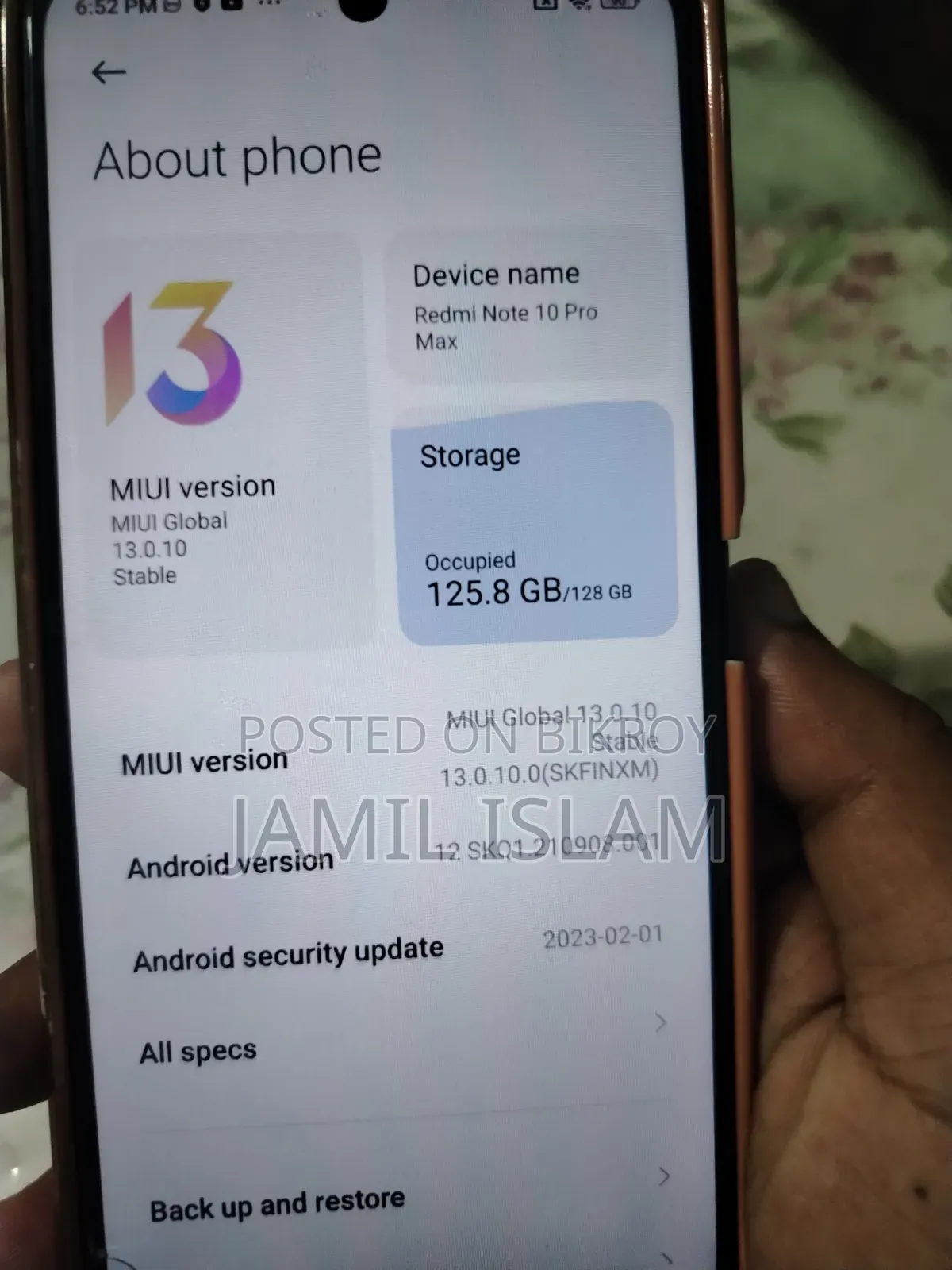 Xiaomi Redmi Note 10 Pro Max 128 GB Blue