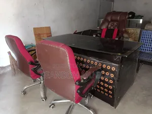 Executive Office Table + 3 Chairs + 3 Drawer Cabinet |