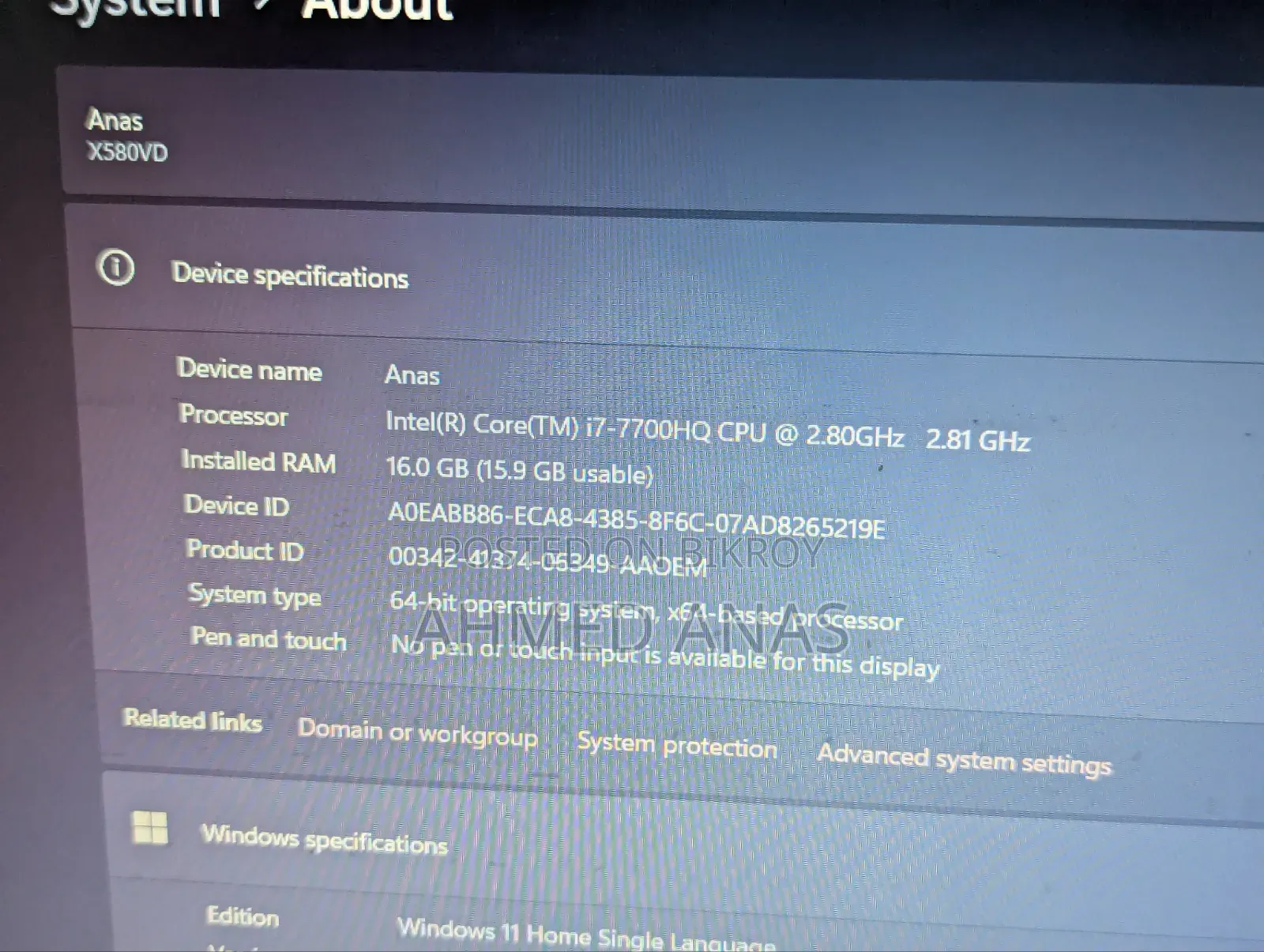 Laptop Asus VivoBook X540SA 16GB Intel Core i7 SSD 320GB