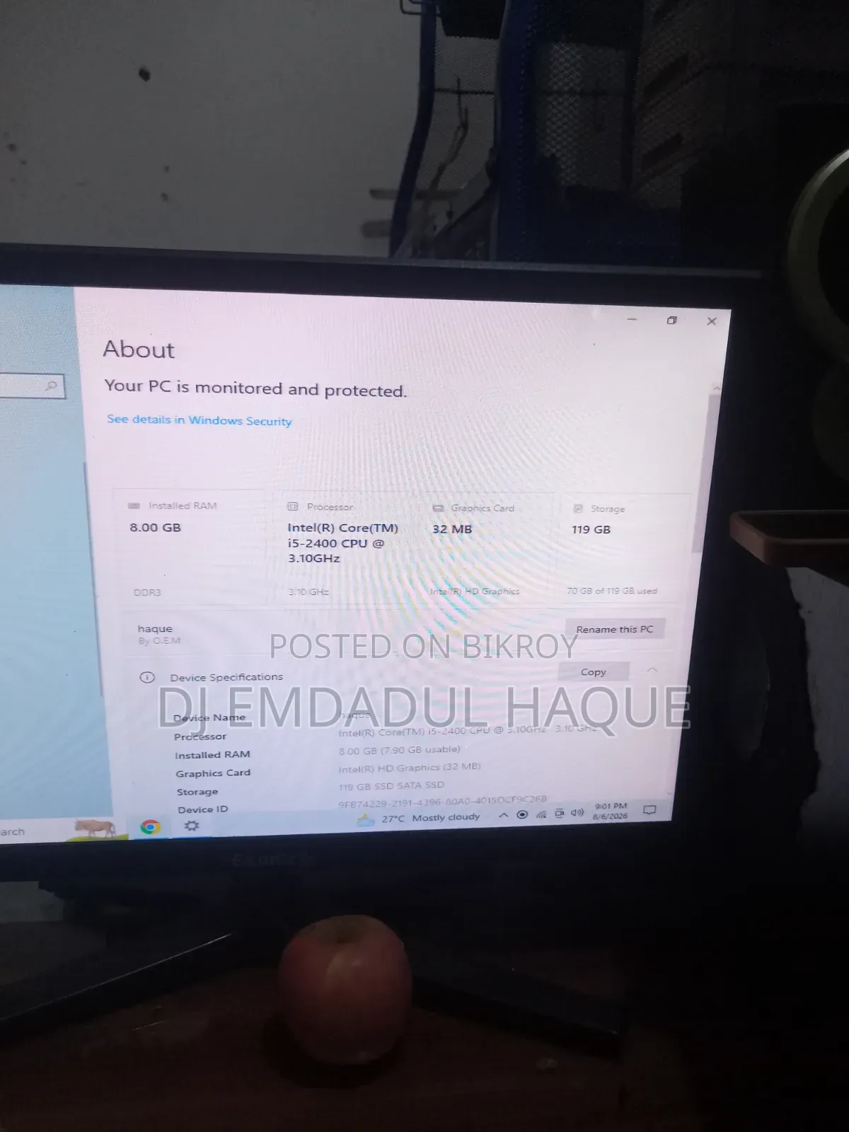 Desktop Computer 8GB Intel Core i5 SSD 128GB