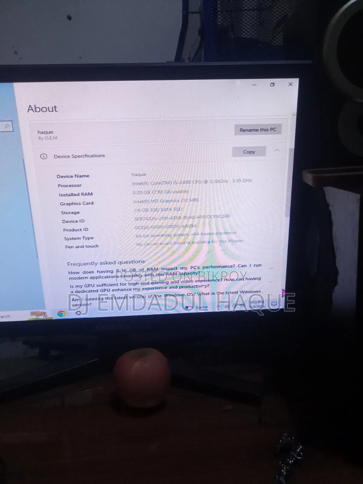 Desktop Computer 8GB Intel Core i5 SSD 128GB