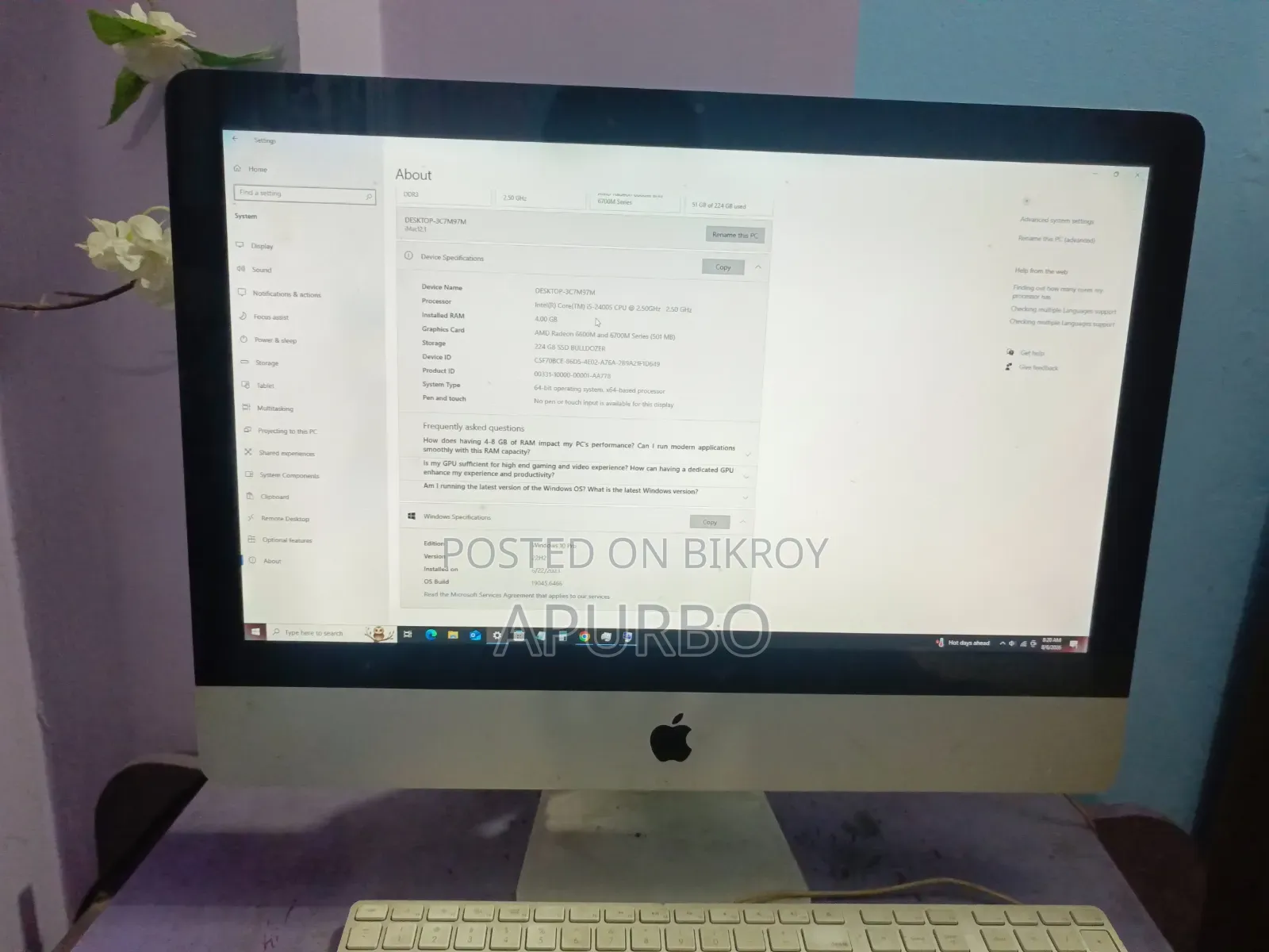 Desktop Computer Apple 4GB Intel Core i5 HDD 256GB