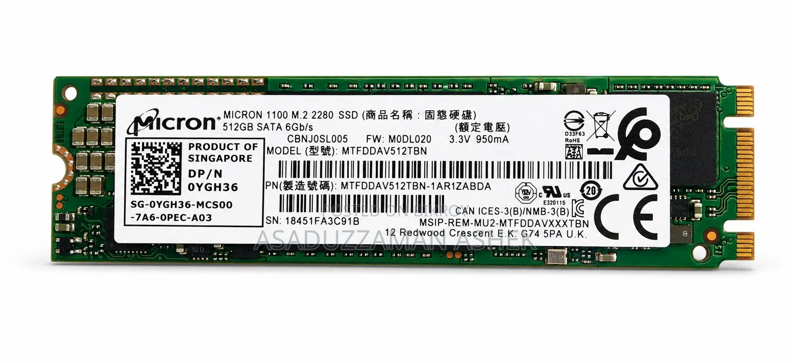 Micron M.2 SATA SSD 512GB (Used)
