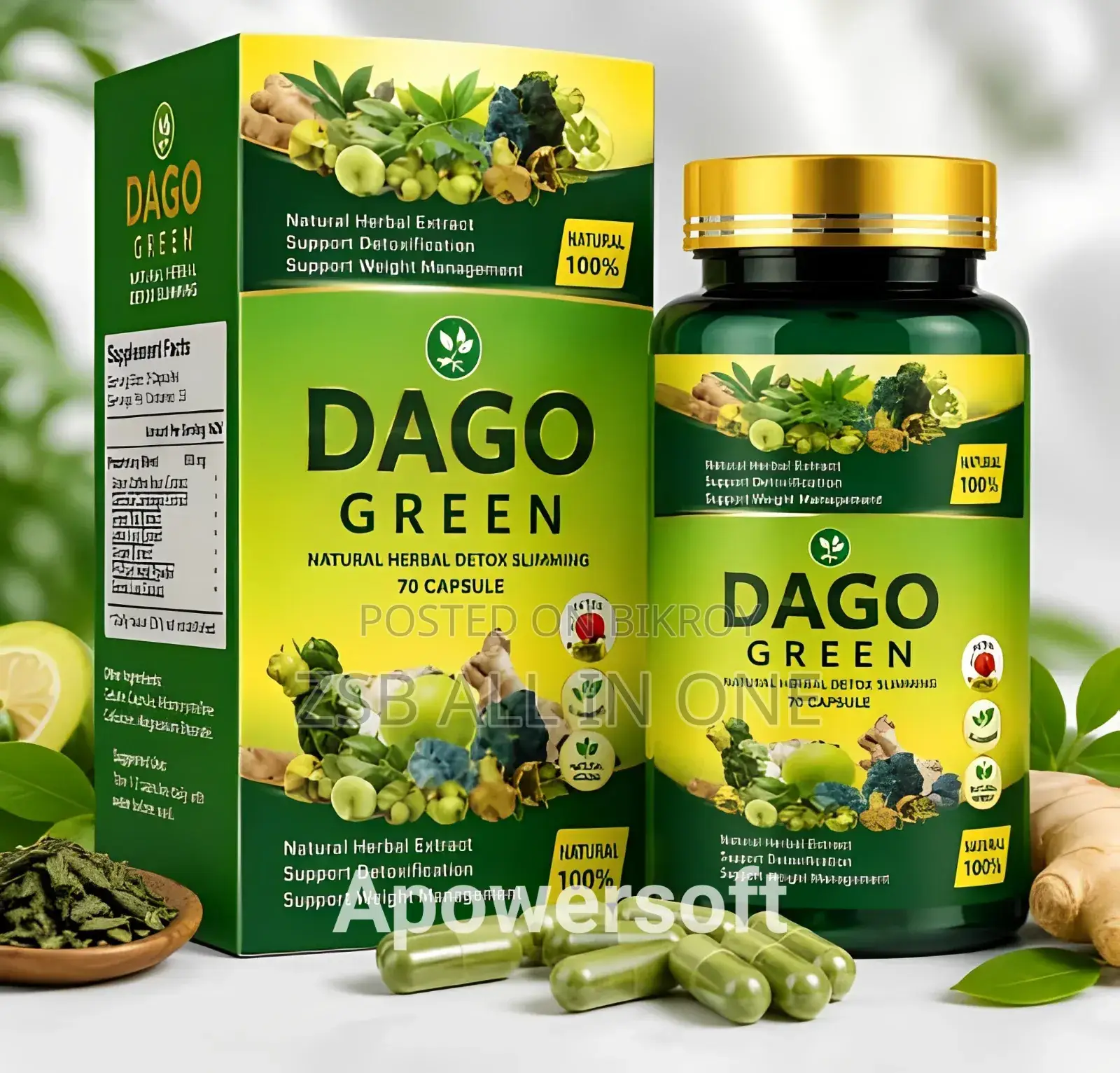 Dago Green Natural Herbal Detox Slimming 70 Capsule