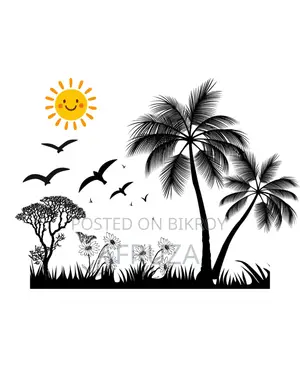 Cute Happy Sun Beach Vector Design | T-Shirt Kids Wall Print