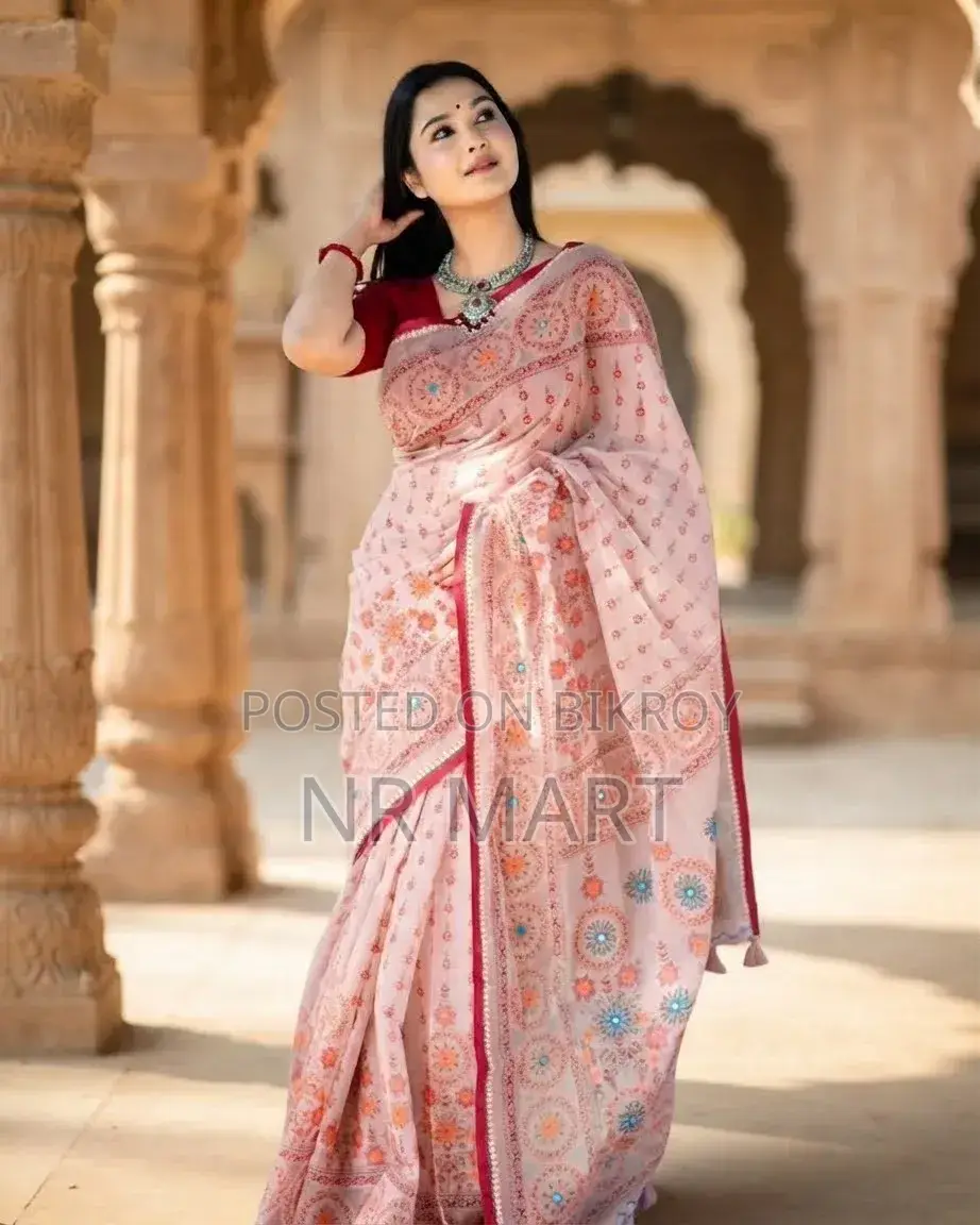 প্রিমিয়াম সেমি মসলিন শাড়ি – ব্লাউজ পিসসহ