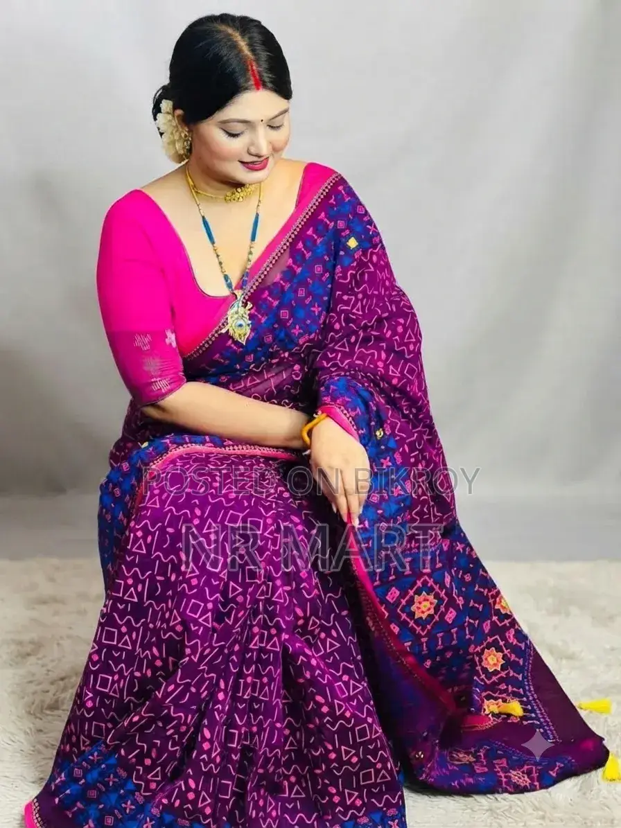 প্রিমিয়াম সেমি মসলিন শাড়ি – ব্লাউজ পিসসহ